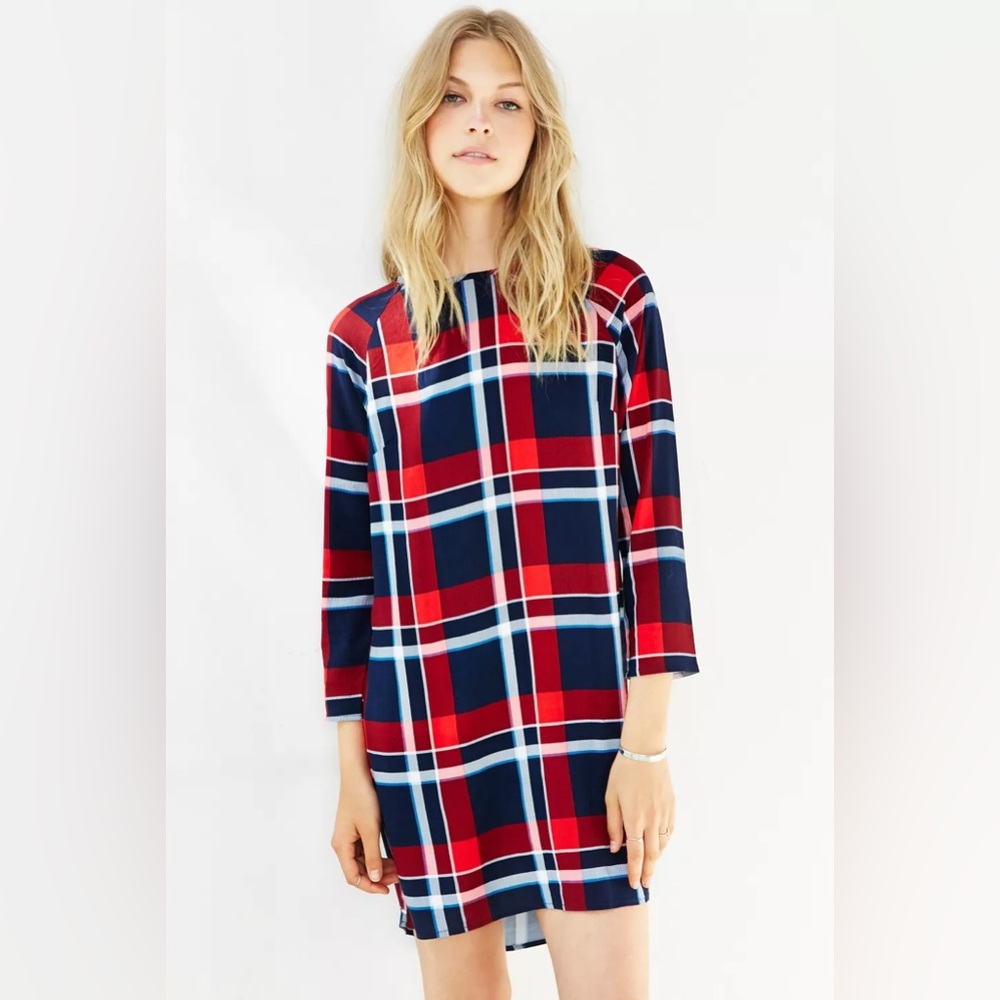 Native Youth Long-Sleeve Plaid Dress